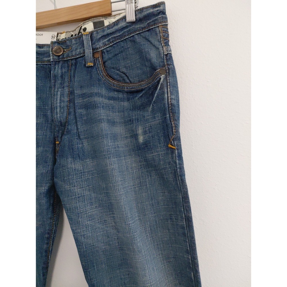 NOS Levi's SilverTab Boot Jeans 32x34 Y2K Blue Denim SLIM BOOT Leather Trim VTG - Picture 3 of 15